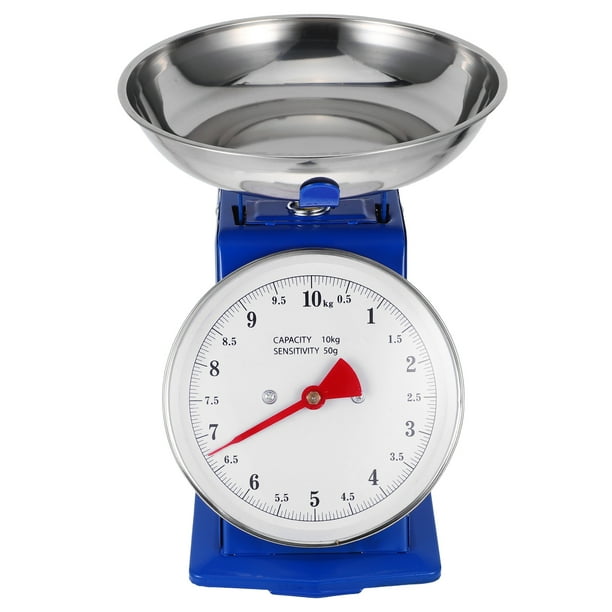 Báscula de cocina mecánica retro: báscula manual de 10 kg con dial grande y bandeja desmontable para ingredientes secos, frutas, verduras y granos de café.
