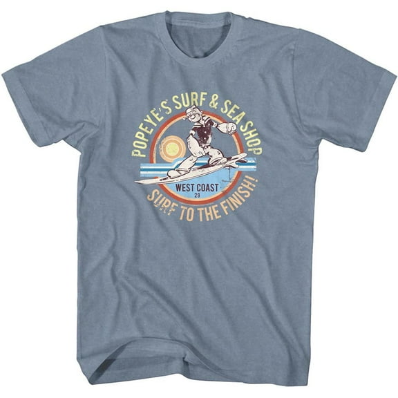 Popeye Surf Vintage Indigo Heather Adult T-Shirt