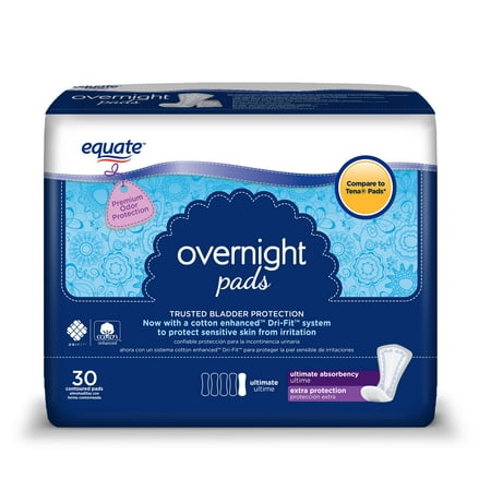 Best Equate Overnight Incontinence Pads for Women, Ultimate, 30 Ct deal