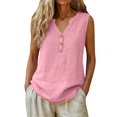 thumbnail image 4 of Women's Gauze Henley Tank Top | V-Neck Sleeveless Button Down Blouse | Lightweight Loose Fit Summer Shirts for Beach Vacation, 4 of 8