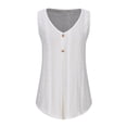 thumbnail image 4 of Timegard Womens Eyelet Tank Top V Neck Sleeveless Button Tunic Top Solid Color Comfy Tee Summer Travel, 4 of 6