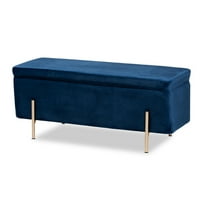 Baxton Studio Rockwell Contemporary Glam and Luxe Navy Blue Velvet Fabric and Gold Finished Metal Storage