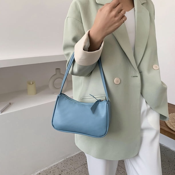 Bolso Simple elegante mujer pequeño de hombro Color puro cremallera Casual Sling bolsos