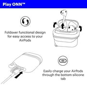 onn. AirPods 2nd Generation Water Resistant Case with Carabiner, Easily Charge and Access, 3 inch
