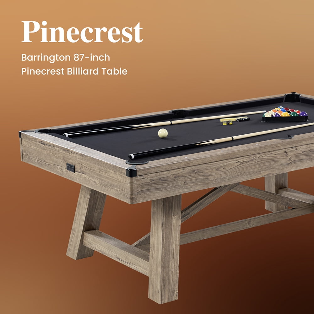 Barrington Billiards 87" Pinecrest Rustic Wood Pool Table, Premium Game Room Centerpiece, Includes Complete Accessory Kit