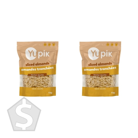 Yupik Sliced Almonds, 1 kg - Pack of 2
