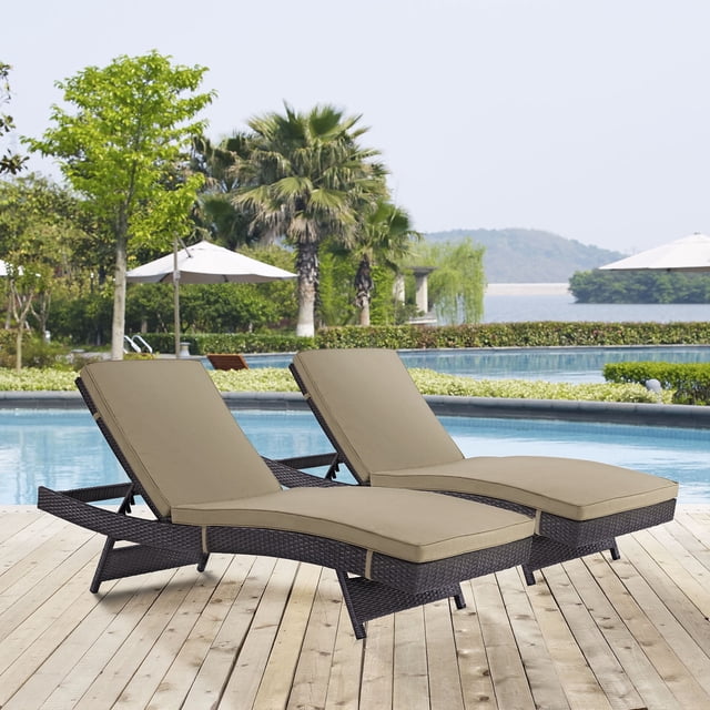 Modway de 2 Chaise Longue de Mobilier de Patio Extérieur en Osier