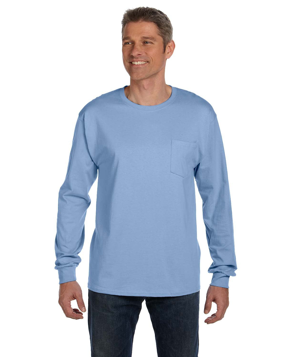 Hanes Men's 6.1 oz. Tagless Long-Sleeve Pocket T-Shirt - 5596 - Walmart.com