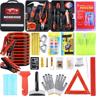 Roadside Emergency Car Kit - 30-Piece Road Trip Essentials Tool Set with  Jumper Cables and Carrying Case for Car, Truck, or RV by Stalwart