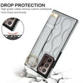 thumbnail image 3 of Allytechgroup Galaxy Note 20 Ultra Case with Keychain, Luxury Girly PU Leather Back Cover Bracket Stand Shockproof Bumper Drop Proof Phone Case Cover for Samsung Galaxy Note 20 Ultra, Silver, 3 of 8