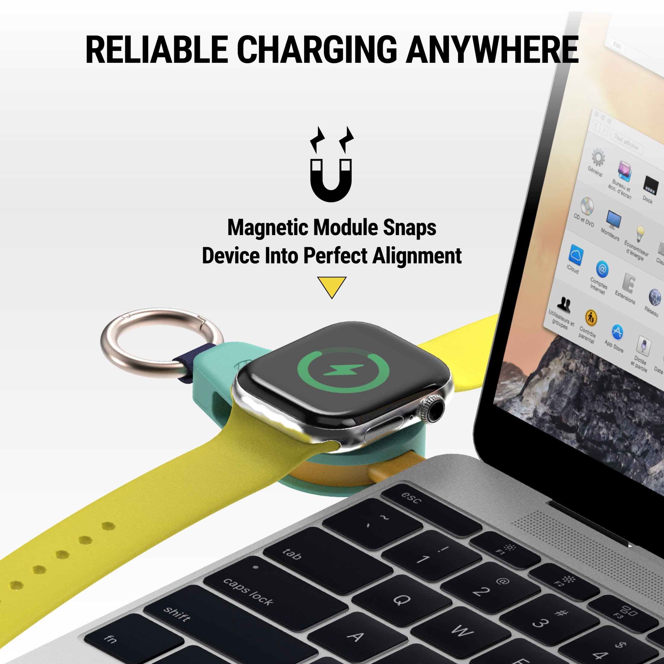 Scosche AWADPFC3-RP USB-C Wireless Magnetic Portable Travel Charger for Select Apple Watches