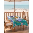 thumbnail image 2 of Outdoor Tablecloths with Umbrella Hole & Zipper, Hello Spring Tablecloth Rectangle 60x84 Inch, Pastoral Purple Bottle Floral Dark Green Wood Waterproof Table Cloth, Patio/Pool/Picnic Table Covers, 2 of 8