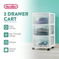 thumbnail image 2 of Sterilite 3 Drawer Storage Cart, Plastic Rolling Organizer with Wheels, 4 Pack, 2 of 9