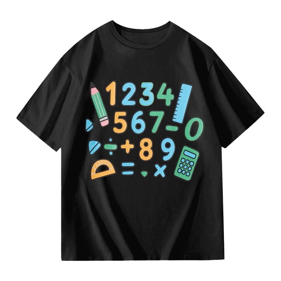 Girls Summer Short Sleeve T Shirt Cute Number Print Casual Top for Children Playful Graphic Tee Soft Daily Crew Neck Unisex Black 3 Years-4 Years
