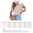 thumbnail image 5 of Camiseta de manga corta para mujer, cuello redondo, corte ajustado, costura de encaje, Top de verano para citas, compras, albaricoque M, 5 of 5