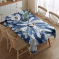 thumbnail image 2 of Blue White Tie Dye Mandala Pattern Rectangle Tablecloth 60"x84",Waterproof Polyester Rectangle Table Cloth, Wipeable Spillproof Polyester Tablecloth for Dining, Camping, Indoor and Outdoor, 2 of 5