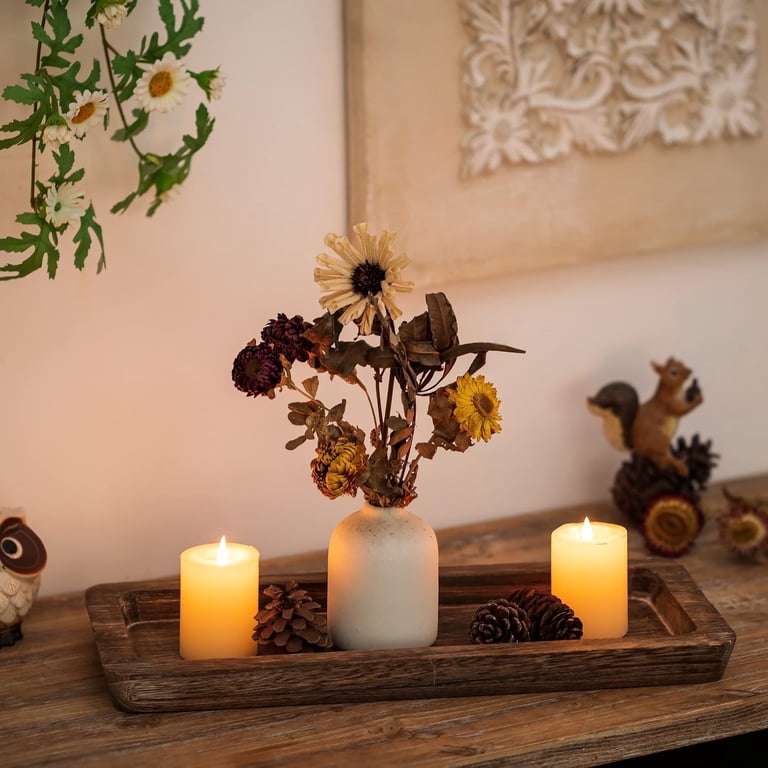 Hanobe Decorative Wooden Tray for Candle Centerpiece photo 8