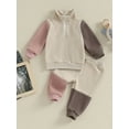thumbnail image 2 of Bagilaanoe 2PCS Newborn Winter Outfits Baby Boy Pants Set Long Sleeve Zipper Sweatshirt Tops + Sweatpants 3M 6M 9M 12M 18M 24M Infant Casual Contrast Color Sweatsuits, 2 of 8