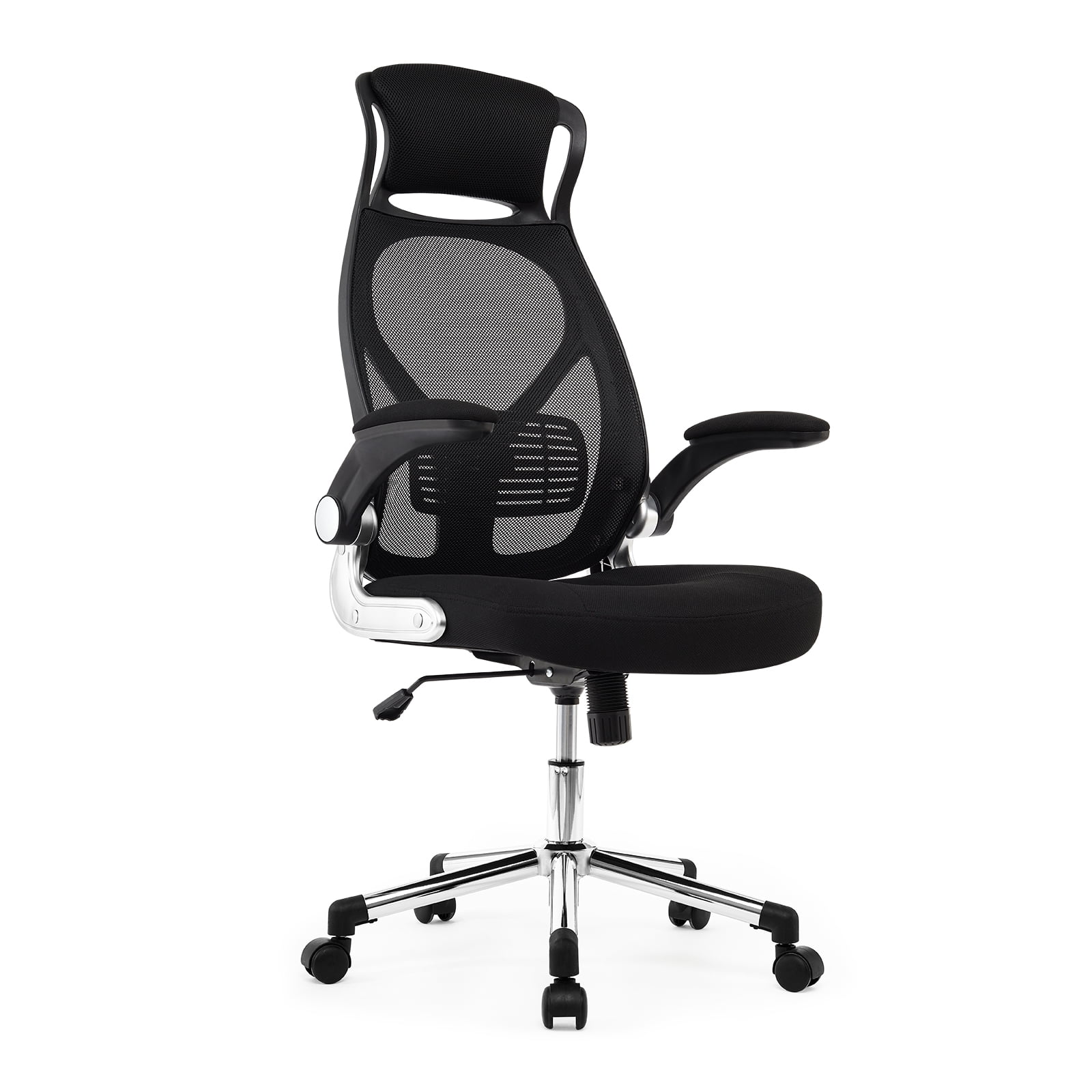 Racing Sport PU Leather & Fabric Swivel Mesh Ergonomic Computer Desk Chair IWMH High-Back Office Chair with Head Support Height Adjustable Back height 73 cm/ 28.7 inch Black 