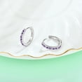 thumbnail image 5 of Starchenie Gemstone Huggie Hoop Earrings 925 Sterling Silver Birthstones February Amethyst Jewelry Gift for Women, 5 of 6