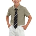 thumbnail image 2 of Odeerbi Camisa de Vestido Para Niños Con Corbata A Rayas Camisas de Uniforme Escolar de Manga Corta, 2 of 8