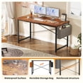 thumbnail image 6 of CONCETTA 55 Inch Computer Writing Desk with Storage Bag, Steel Frame for Home Office Study, Brown, 6 of 8