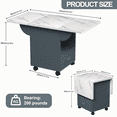 thumbnail image 3 of 39.4" Wood Folding Dining Table with 4 Wheels, Wood Folding End Table with Wheels, Folding Dining Table with Storage Rack and 1 Drawers, Movable Kitchen Table Extendable Versatile Table Space Saving, 3 of 8