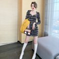 thumbnail image 4 of ZYHT 20003 Spring Fall New Design Vintage Square Collar Women Clothes Plaid Design Bodycon Female Dresses, 4 of 5