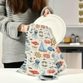 thumbnail image 3 of Nautical Lighthouse Jellyfish Tea Towels Set of 6 Watercolor Kitchen Dish Cloth with Hanging Loop, 18"x28"Lint-Free Absorbent Towel for Kitchen Drying Wiping and Cleaning, 3 of 7