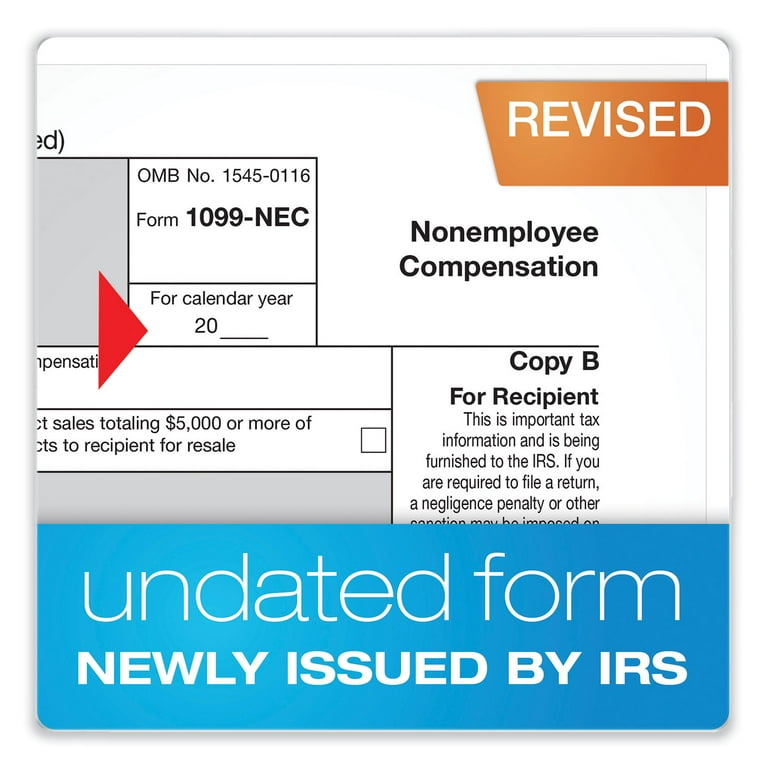 1099-NEC + 1096 Tax Form Kit with e-File, Inkjet/Laser, Fiscal Year: 2023, 5-Part, 8.5 x 3.67, 3 Forms/Sheet, 50 Forms Total 1099-NEC + 1096 Tax Form Kit with e-File, Inkjet/Laser, Fiscal Year: 2023, 5-Part, 8.5 x 3.67, 3 Forms/Sheet, 50 Forms Total