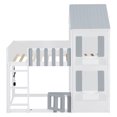 thumbnail image 6 of Twin over Twin House-Shaped Bunk Bed with Roof and Window, Kids/Teens Playful Designed Bed Frame with Fence and LED Light, 6 of 12