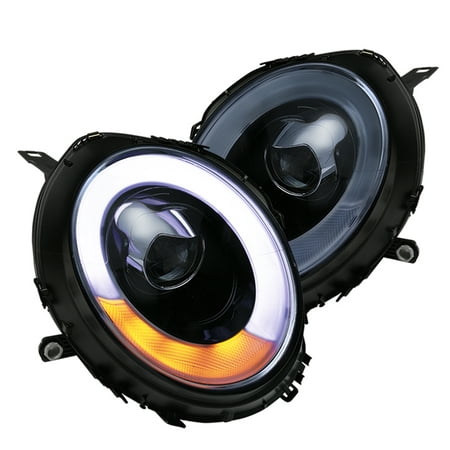 Spec-D Tuning For 2007-2012 Mini Cooper Halo Rims Led Turn Signal Smoke Projector Headlights 2007 2008 2009 2010 2011 2012