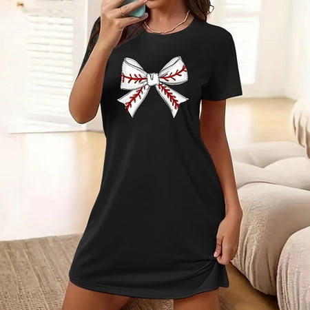 Women s Nightgown Round-neck Chemise Sleepwear Lace Nightwear Soft Lingerie for Women  4- Black  Small