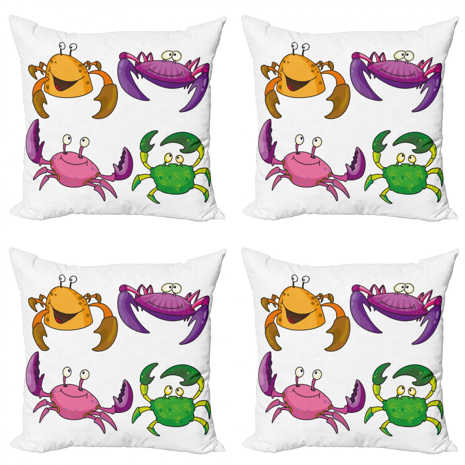 Crabs Throw Pillow Cushion Case Pack of 4, Children Kids Theme ...