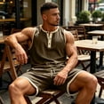 thumbnail image 4 of Favoffer Men 2 Piece Outfits Mens Short Sets Summer Casual Sleeveless Tops Elastic Waist Shorts Beach Vacation Travel, 4 of 8