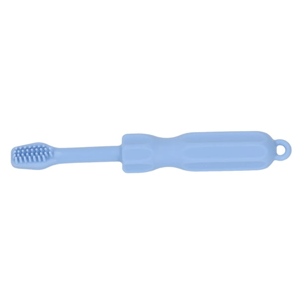 Cepillo de dientes molar de silicona 2 en 1 para bebés, colores brillantes súper suaves, masaje, calma los dientes, juguetes para la dentición para bebés, azul