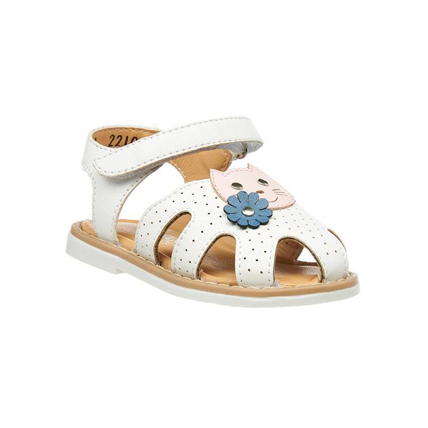 Sandalia Para Niñas Con Gatito Tipo Piel Blanco Casual Cómoda blanco 13 Incógnita 031A1S