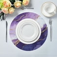 thumbnail image 5 of Round Placemats Set of 4 Heat Resistant Washable Kitchen Table Decorations 15.4in Abstract Dark Purple Marble, 5 of 7