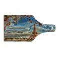 thumbnail image 2 of Eiffel Tower Cutting Board, Eiffel Tower Boat Seine Cloudscape Vacation Tourist Destination, Decorative Tempered Glass Cutting and Serving Board, Wine Bottle Shape, Dark Orange Cinnamon, by Ambesonne, 2 of 5