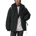 thumbnail image 3 of Mens Fall And Winter Collar Solid Color Cotton Jacket Jacket Casual Loose Zipper Double Pockets Long Sleeved Hoodless Cotton Jacket Coat, 3 of 8