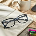thumbnail image 3 of Equate Women's Orchid Cateye Reading Glasses with Case, Blue Purple Tortoise, +1.50, 3 of 9