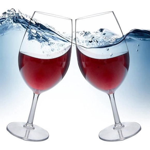 MICHLEY Floating Wine Glasses for Pool, Oversized Stemmed Wine Glasses Set of 6(21.5 oz), Tritan Plastic White Wine Glass Giant Glassware Dishwasher Safe