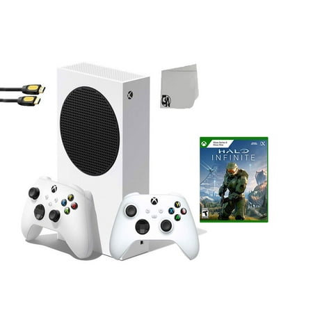 Xbox Series S Video Game Console White with Halo Infinite BOLT AXTION Bundle with 2 Controller Used