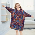 thumbnail image 5 of FORMRS Wearable Blanket Hoodie with Sleeves for Kids Cozy Flannel Sweatshirt, Red Geometric Eagle, 5 of 7
