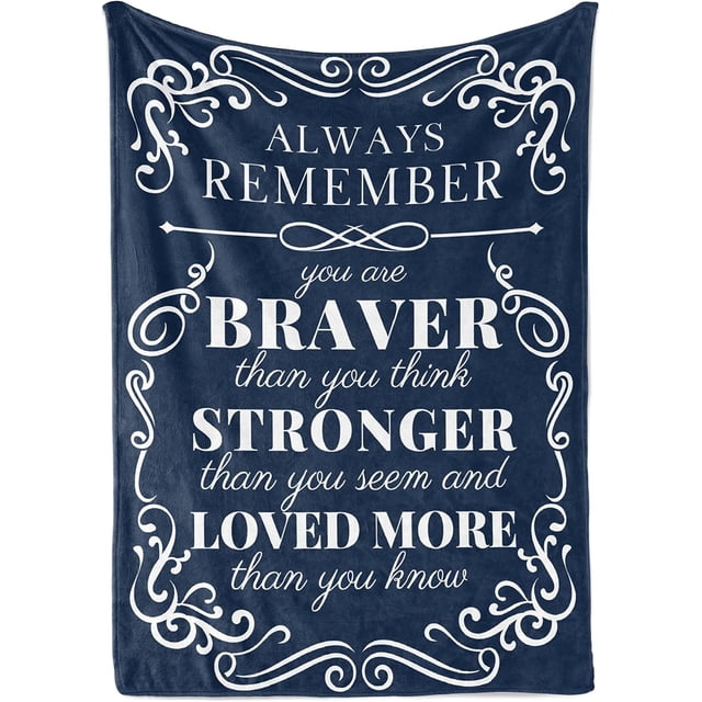 LHSHID Inspirational Blankets for Women Men Get Well Soon Gift for Friends Recovering from Surgery Chemotherapy Cancer Flannel Throw Blanket You are Braver Than You Think 40"x50"