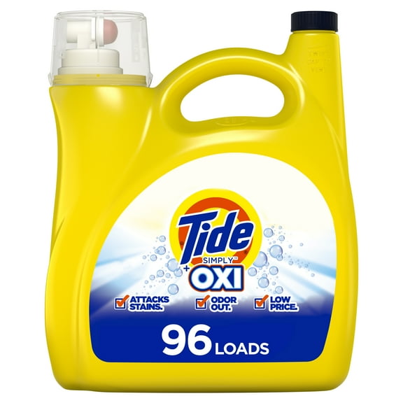 Tide Simply Oxi Liquid Laundry Detergent, Refreshing Breeze, 96 loads, 150 Fl Oz