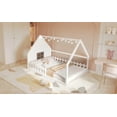 thumbnail image 5 of Sturdy Wood House Bed with Fence & Window|LED Design|Full Size, 5 of 11