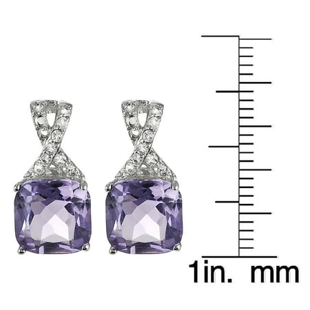 Journee Collection Sterling Silver Gemstone and Cubic Zirconia Square Earrings