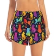 thumbnail image 4 of Lsque Colorful Cats Printed Women's Running Shorts with Liner Pockets,Elastic Quick Dry Workout Athletic Gym Yoga Shorts,Womens High Waist Shorts-XX-Large, 4 of 9