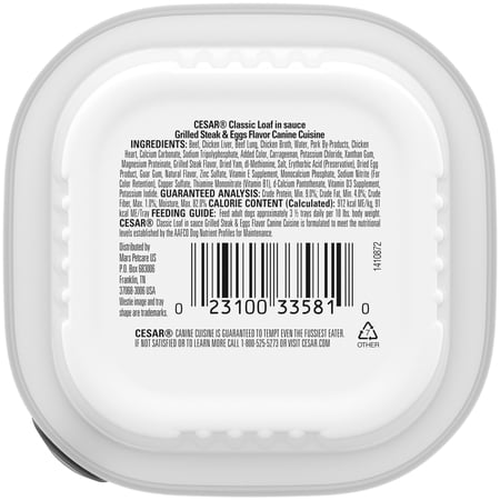 Cesar Classic Loaf In Sauce Grilled Steak & Eggs Flavor Adult Wet Dog Food, 3.5-Oz Easy Peel Tray